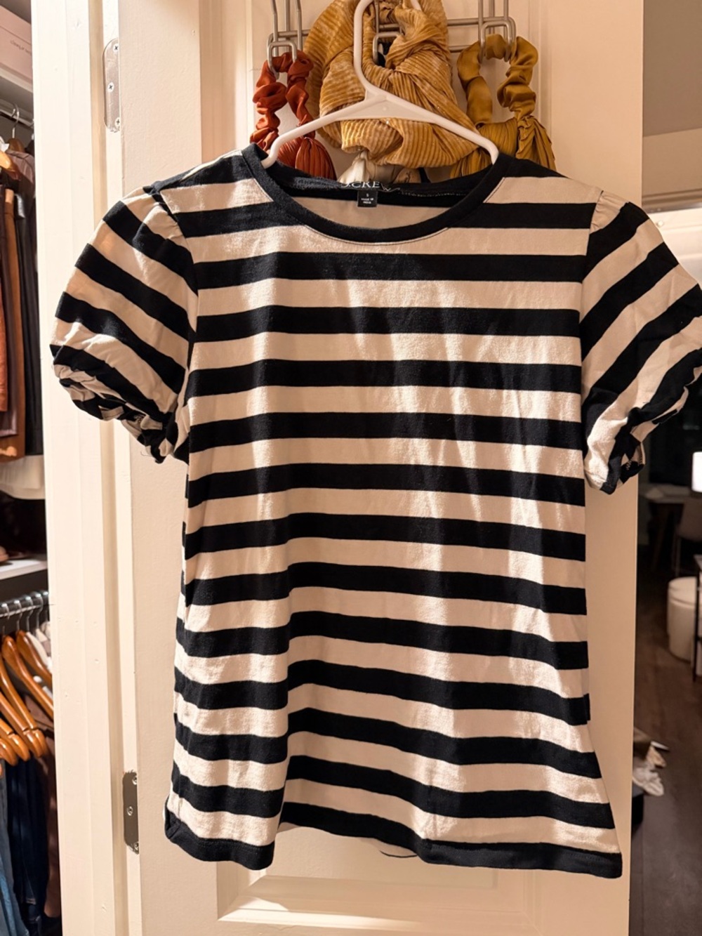 J. Crew Black and White Striped Short-Sleeve Tee